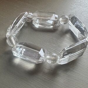 Clear Crystal Beaded Stretch Bracelet - Women Jewelry